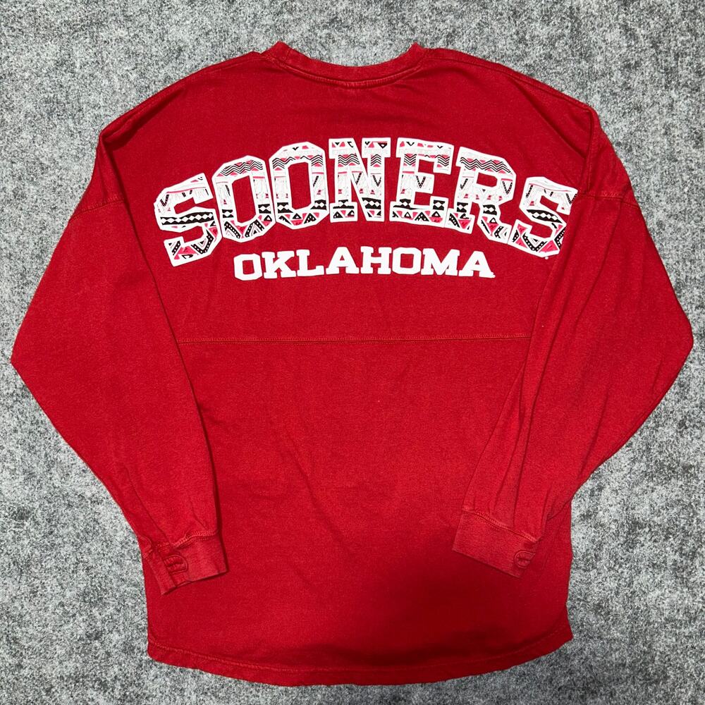 Oklahoma Sooners Pressbox Red‎ Long Sleeve Crewneck Shirt Mens Size M